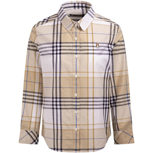 【棉麻府绸】暇步士女装2026年春复古美式格纹衬衫女休闲百搭上衣