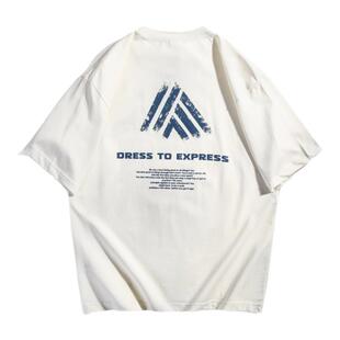 美式休闲印花短袖t恤男夏季2026新款纯棉微宽松圆领上衣半袖男款