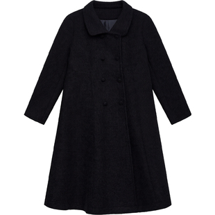 DM100大码百分百女装微胖mm冬加厚保暖收腰显瘦长款毛呢大衣外套