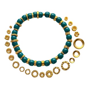 包24K古法金保色配件锤纹麻花回纹闭口圈圆环盘缠大孔隔珠隔片diy