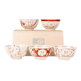 波佐见烧日式陶瓷碗家用新款米饭碗高颜值可爱兔子餐具礼盒套装