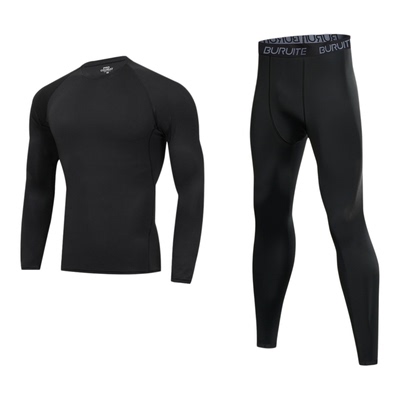 大码速干紧身衣男跑步运动套装保暖内衣健身服长袖篮球训练打底裤