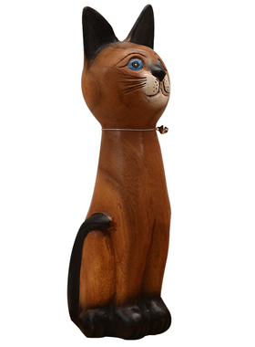 异丽泰国实木木猫电视柜桌面摆件