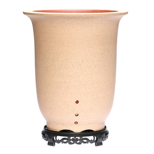 宜兴紫砂花盆大号金钟粉浆款惠兰墨兰寒兰花卉绿植专用兰花盆送托