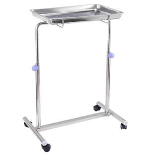不锈钢医院消毒移动带静音轮手术弯头剪刀支架单杠双臂推车托盘台