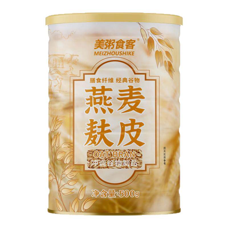美粥食客原味纯燕麦麸皮食用营养早餐代餐免煮高纤麦片无蔗糖食品