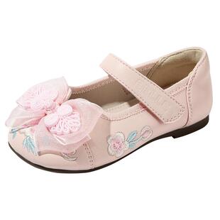 百丽童鞋女童绣花汉服鞋春季新款儿童马面裙国风公主鞋小女孩皮鞋