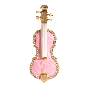 A提琴首饰盒闺蜜结婚生日礼物三金耳环戒指收纳盒饰品盒摆件高端