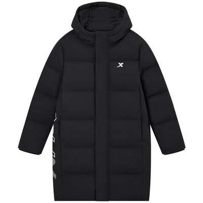 特步童装儿童印花中长款羽绒服2026秋冬款男童防寒服大童外套冬装