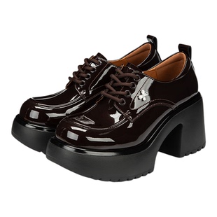 Hongkee/红科女鞋2025年新款秋季厚底粗跟时尚深口单鞋HA85M312