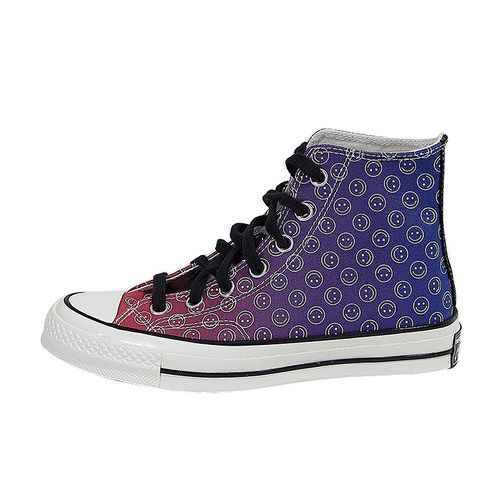 匡威/Converse 1970S 三星标紫色渐变笑脸高帮休闲帆布鞋 167635C