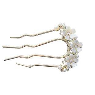 ins风U型簪子珍珠花朵波浪发梳新款简约高级感森系后脑勺盘发发钗