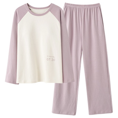 带胸垫睡衣女春秋纯棉长袖家居服