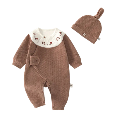 新生婴儿蝴蝶衣52码宝宝红色连体衣春秋送帽子初生儿过年喜庆哈衣