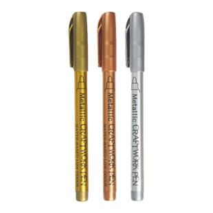 METALLIC明星金色签名笔题名请柬贺卡马克笔金银色油漆笔相纸照片相册DIY黑卡纸火漆印章高光签到专用记号笔