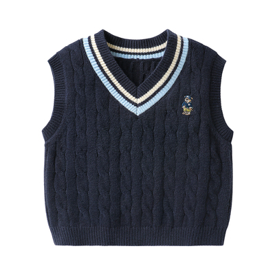 右欧男童学院风针织衫马甲