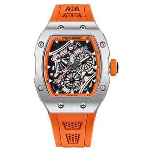 PAGANIDESIGN伯佳尼方形多功能石英表男日历防水扫秒夜光表 YS012