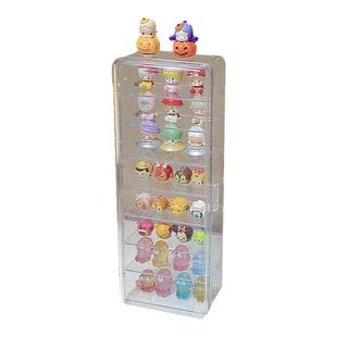 萌粒桌面收纳盒亚克力透明有带盖防尘手办展示架桌上小物件整理盒