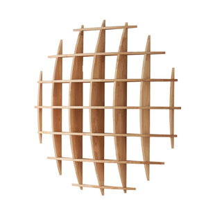 挂墙博古架多宝阁实木中式壁挂式客厅装饰背景茶杯茶具架墙上圆形