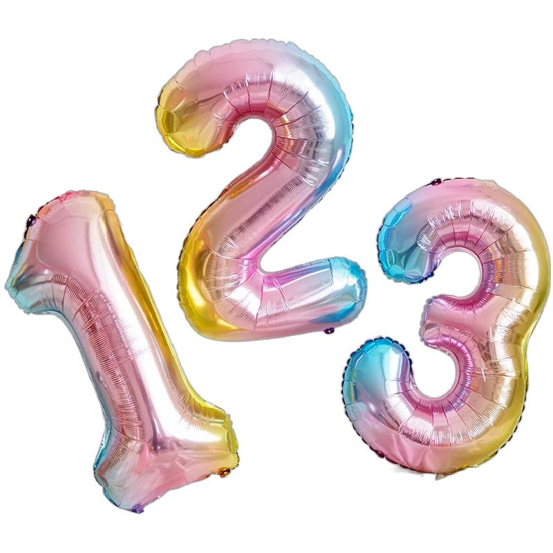 儿童生日铝膜数字气球拍照布置