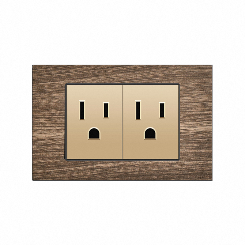 台湾110v美标15A电源六孔插座美规118型金属复古木纹USB+Type-c