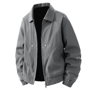 男士灰色行政夹克男高级感痞帅冷淡系独特别外套美式秋季休闲上衣