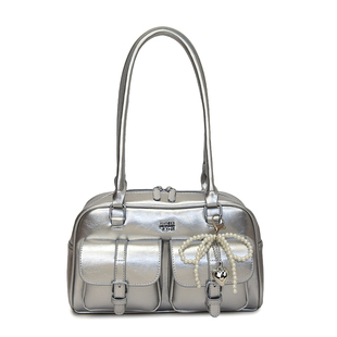 保龄球包包女2025新款时尚波士顿单肩腋下包百搭通勤大容量手提包