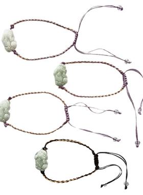 女纯天然翡翠Ａ货貔貅编织绳手链