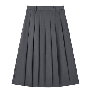 图曼朵灰色百褶裙女春2026新款梨形伯克利裙子a字半身裙长款半裙