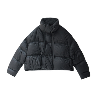 Y66100 简约气质立领宽松双拉链加厚短款面包羽绒服女冬 米兰宣言