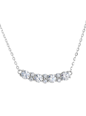 AHCHOO 静奢火彩爆闪十钻莫桑石微笑项链小众高级感S925银锁骨链