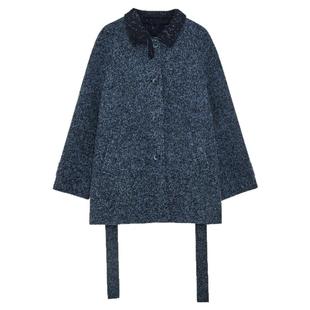 MOORING泊 花呢质感立领腰带设计绵羊毛羊驼毛大衣外套