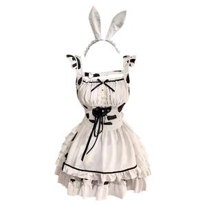 奶油女仆制服兔女郎短裙套装