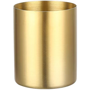 不锈钢笔筒金属创意桌面收纳筒办公室文具筒金色收纳筒定制LOGO