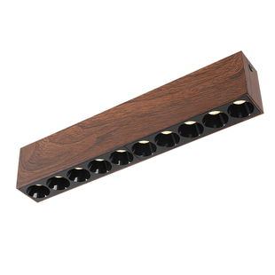 中古风长条射灯过道走廊玄关格栅灯复古客厅胡桃木纹明装无主灯