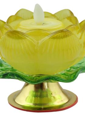 七彩琉璃电子供灯仿真莲花蜡烛