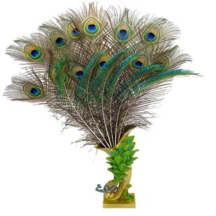 天然孔雀羽毛插瓶孔雀毛真羽毛摆件25-110cm孔雀翎羽毛花瓶装饰品