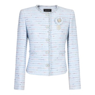 朗姿/MOJO莫佐2026春新品山茶花粗花呢小香短外套钉珠修身短上衣