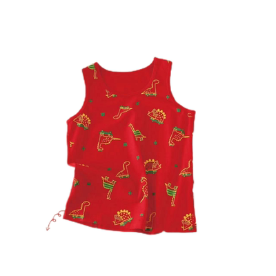 kiskiss儿童背心莫卡棉新年大红