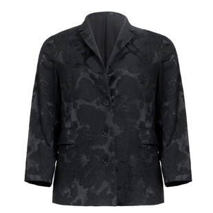 美丽客栈浮世绘外套大码胖mm女春季大女主风真丝宽松显瘦简约西装