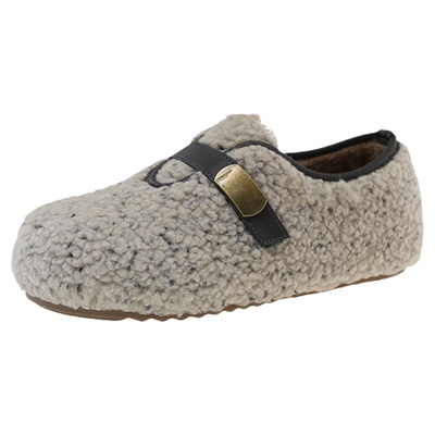 复古百搭毛毛鞋女加绒玛丽珍鞋子