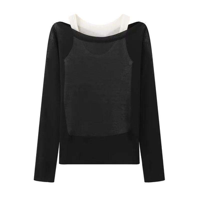 艾诺丝2026春新款针织衫两件套女