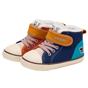 UKIUKI儿童男童女童运动鞋小白鞋室内布鞋加绒幼儿园鞋子帆布鞋