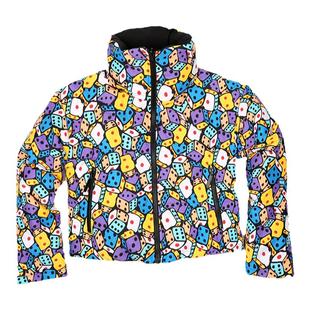 DEVIL NUT潮牌恶魔秋冬女款印花保暖短款面包羽绒服外套 骰子 ATY