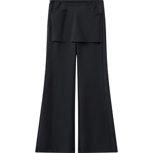 播复古百搭微喇休闲裤秋冬显瘦黑色喇叭裤长裤DDS4KD5295