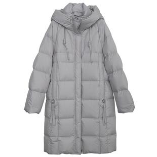 Lavinia2025冬季新款90白鸭绒云朵感纯色宽松立领中长款羽绒服女