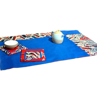 中式复古家居布艺龙纹印花拼布餐垫茶垫茶席杯垫隔热垫碎花茶艺垫