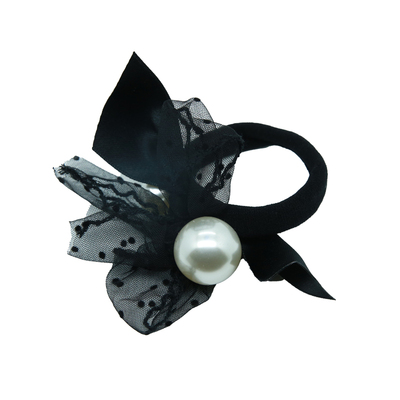 甜美波点蕾丝蝴蝶结珍珠发绳