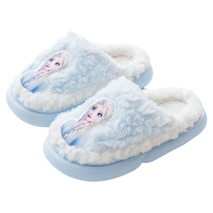 艾莎公主棉拖鞋女童秋冬新款室内家居可爱毛绒保暖幼儿园儿童拖鞋