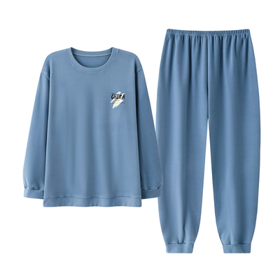 德绒长袖男士睡衣新秋冬季加厚轻保暖发热家居服套装可外穿